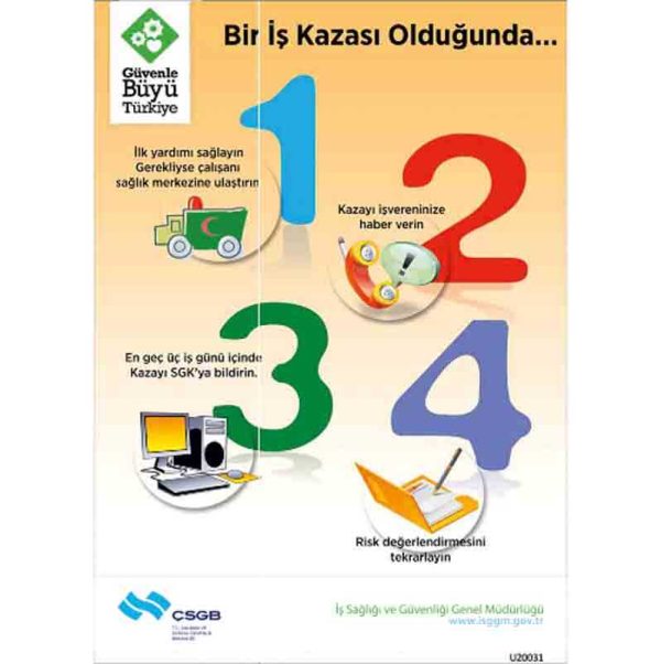 İş Güvenliği Afişi - Bir İş Kazası Olduğunda