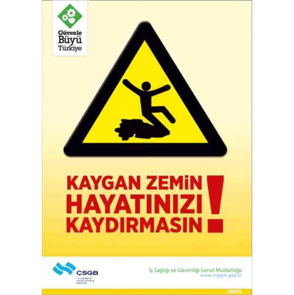 İş Güvenliği Afişi - Kaygan Zemin Hayatınızı Kaydırmasın