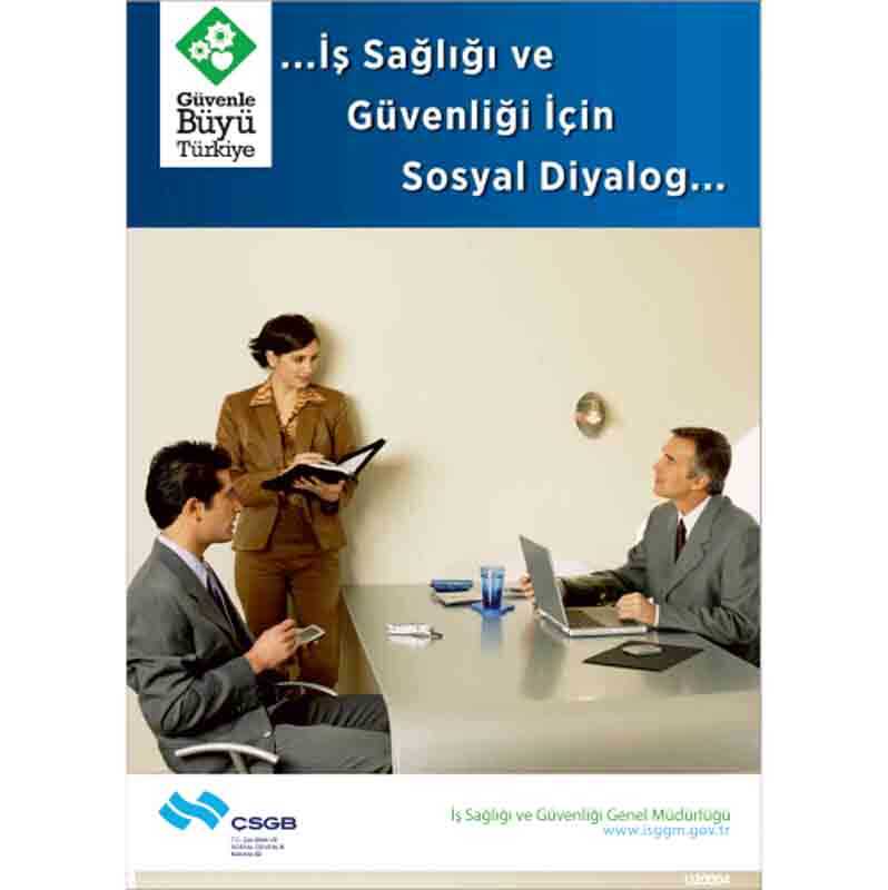 İş Güvenliği Afişi - İş Sağlığı ve Güvenliği İçin Sosyal Diyalog