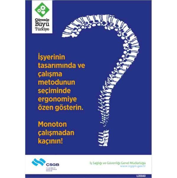 İş Güvenliği Afişi - Ergonomiye Özen Gösterin