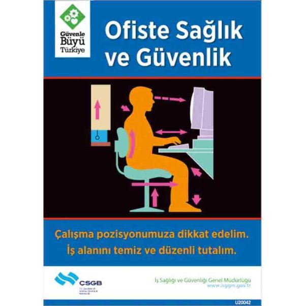 İş Güvenliği Afişi - Ofiste Sağlık ve Güvenlik