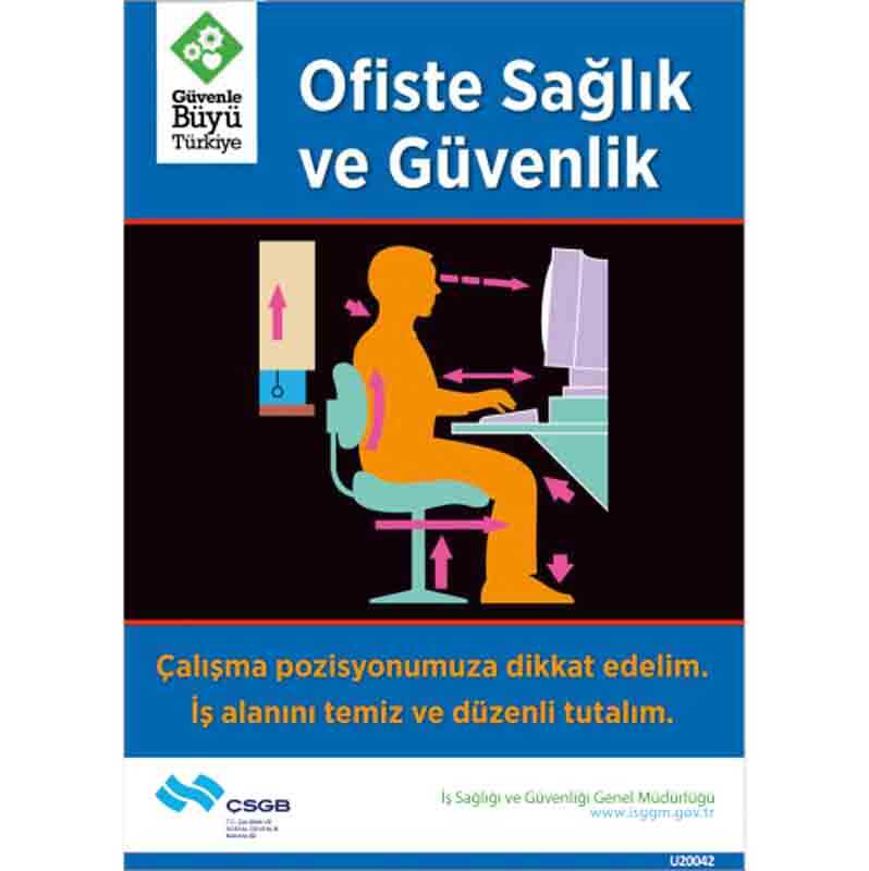 İş Güvenliği Afişi - Ofiste Sağlık ve Güvenlik