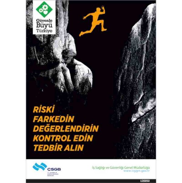 İş Güvenliği Afişi - Riski Fark Edin Değerlendirin Kontrol Edin Tedbir Alın