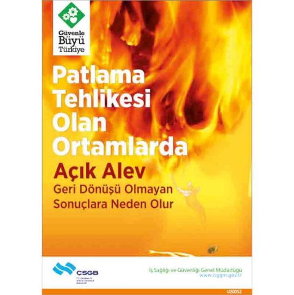 İş Güvenliği Afişi - Patlama Tehlikesi Olan Ortamlarda Açık Alev Geri Dönüşü Olmayan Sonuçlara Neden Olur
