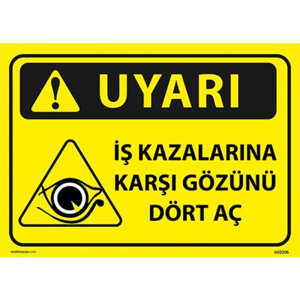 İş Kazalarına Karşı Gözünü Dört Aç Uyarı Levhası