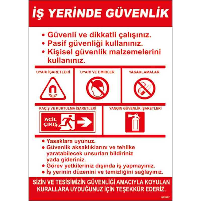 İş Yerinde Güvenlik Talimatı Uyarı Levhası