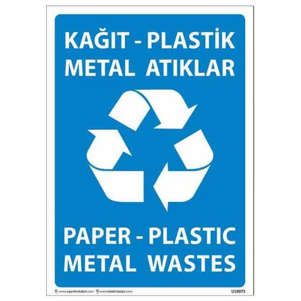 Kağıt - Plastik - Metal Atıklar Uyarı Levhası