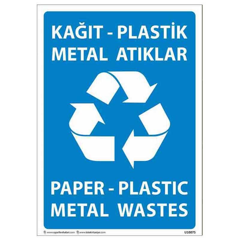 Kağıt - Plastik - Metal Atıklar Uyarı Levhası