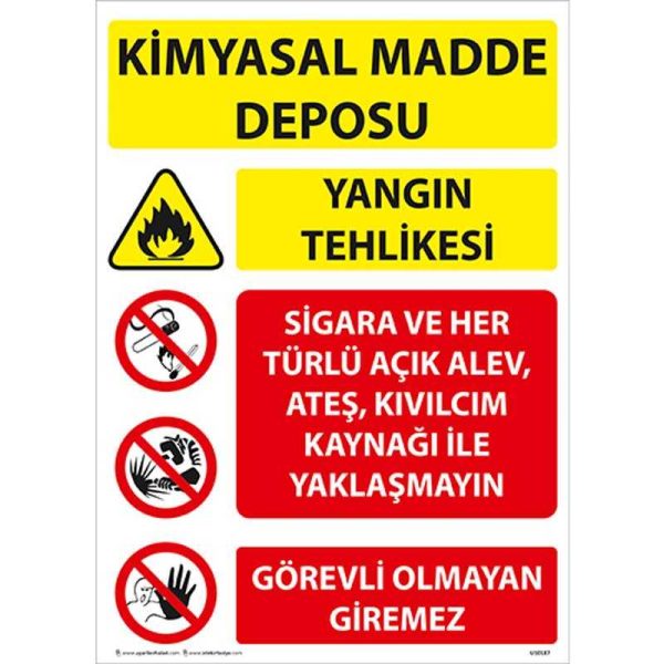 Kimyasal Madde Deposu Uyarı Levhası