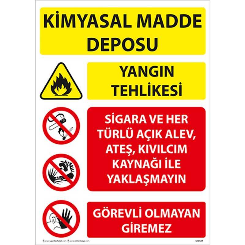 Kimyasal Madde Deposu Uyarı Levhası