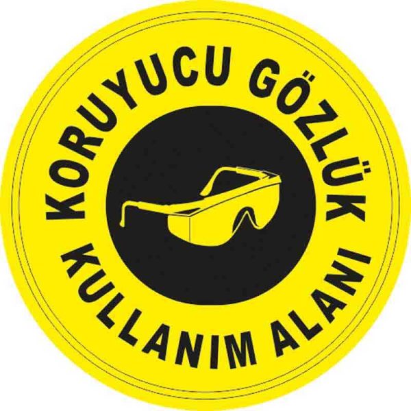 Koruyucu Gözlük Kullanım Alanı Yer Etiketi 30 cm Çap