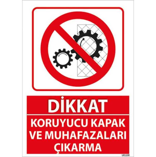 Koruyucu Kapak ve Muhafazaları Çıkarma Uyarı Levhası