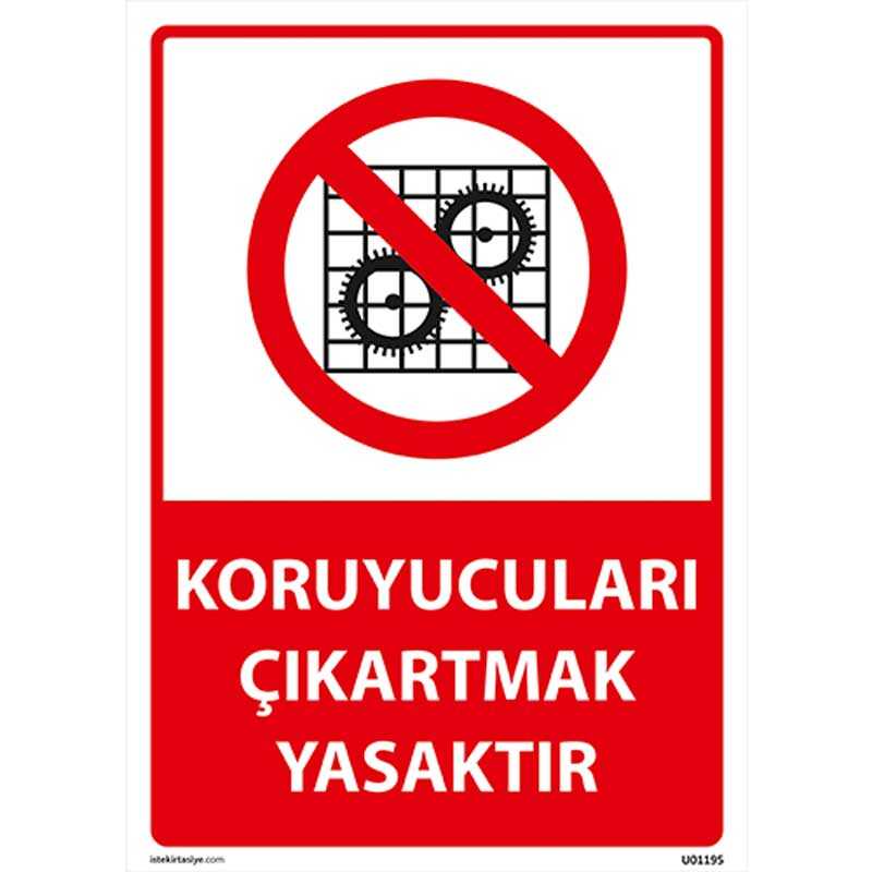 Koruyucuları Çıkartmak Yasaktır Uyarı Levhası