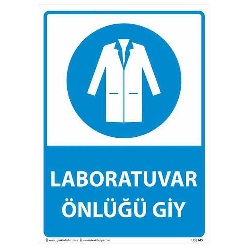 Laboratuvar Önlüğünü Giy Uyarı Levhası U03145