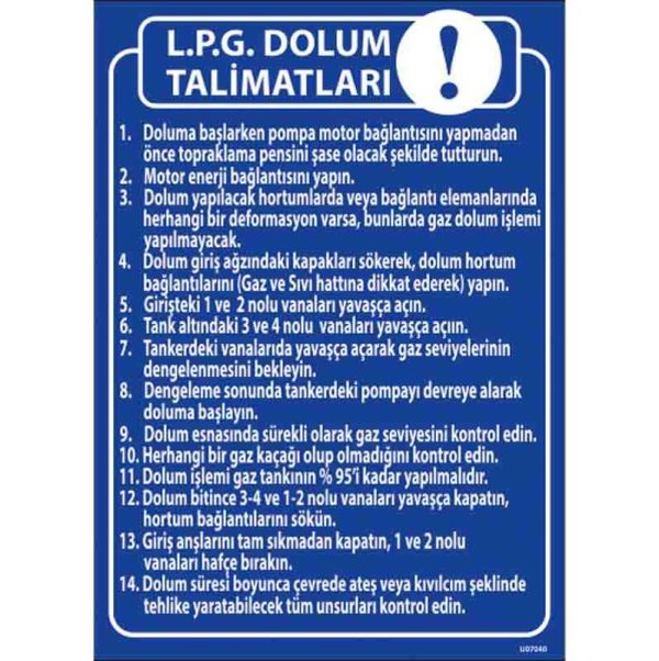 Lpg Dolum Uyarı Levhası