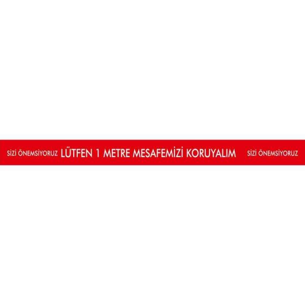 Lütfen 1 Metre Mesafemizi Koruyalım Yer Etiketi Şerit 1,2 Metre U21082