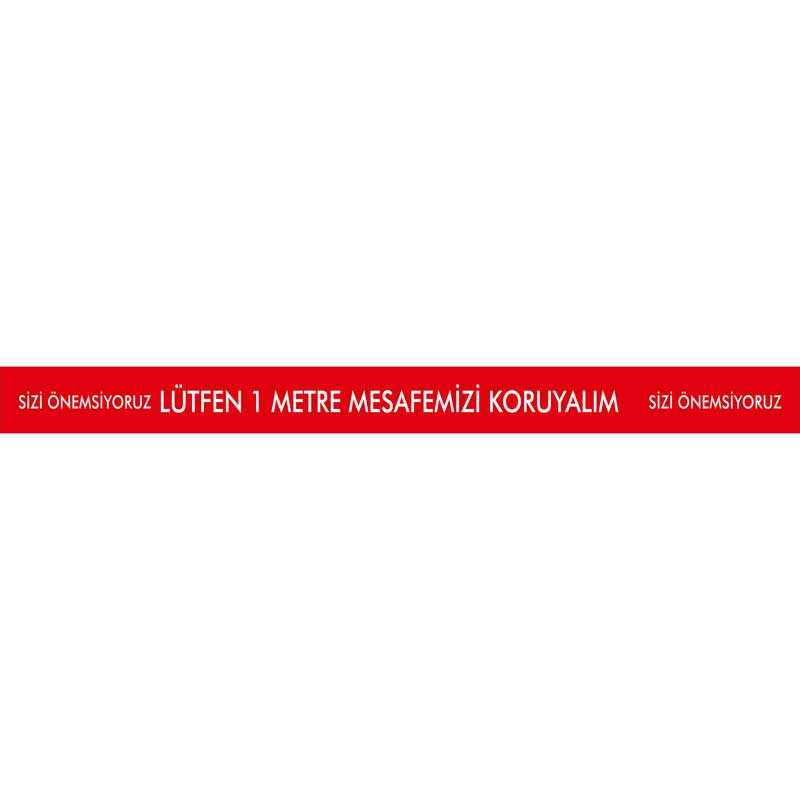 Lütfen 1 Metre Mesafemizi Koruyalım Yer Etiketi Şerit 1,2 Metre U21082