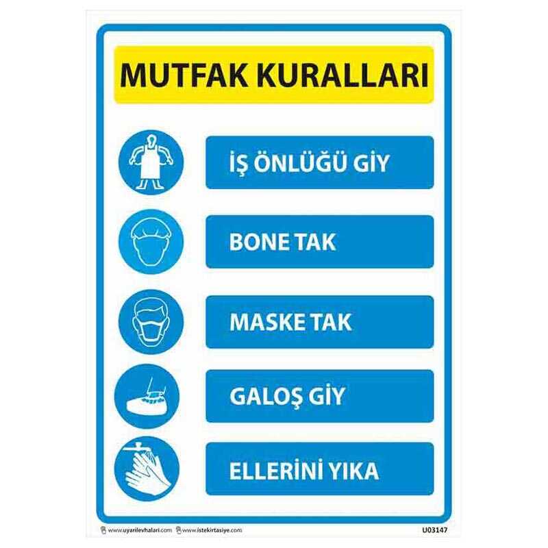Mutfak Kuralları Uyarı Levhası U03147