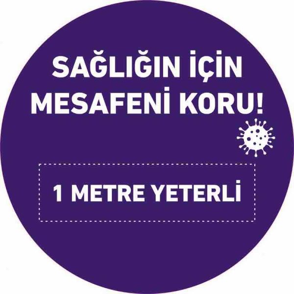 Sağlığın İçin Mesafeni Koru Yer Etiketi Mavi 30 cm