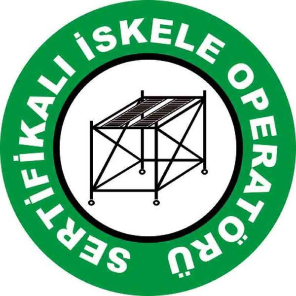 Sertifikalı İskele Operatörü Baret Etiketi 3 Cm Çap