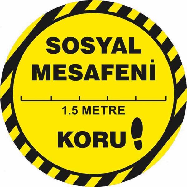 Sosyal Mesafeni Koru Yer Etiketi Sarı 30 cm