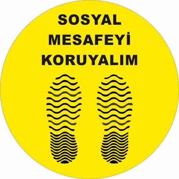 Sosyal Mesafeyi Koruyalım Ayak İzi Dalgalı Yer Etiketi 30 cm U21069