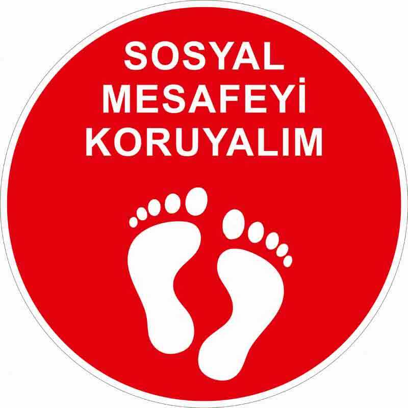 Sosyal Mesafeyi Koruyalım Yer Etiketi Kırmızı 30 cm U21074